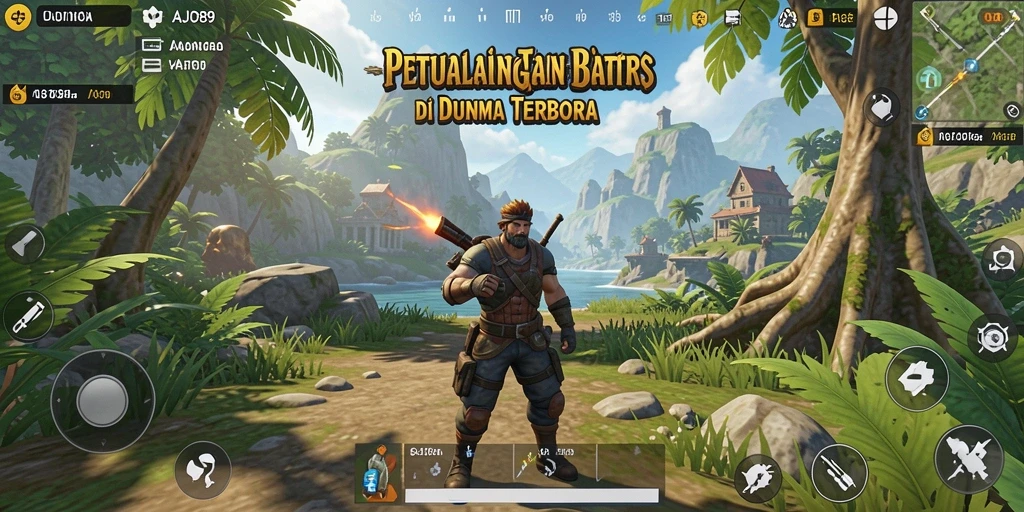 Screenshot gameplay AJO89 yang menampilkan eksplorasi dunia terbuka.