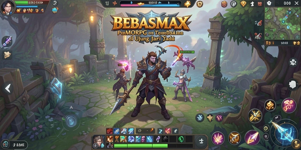 Tampilan gameplay menakjubkan dari BEBASMAX dengan aksi pertarungan yang dinamis.