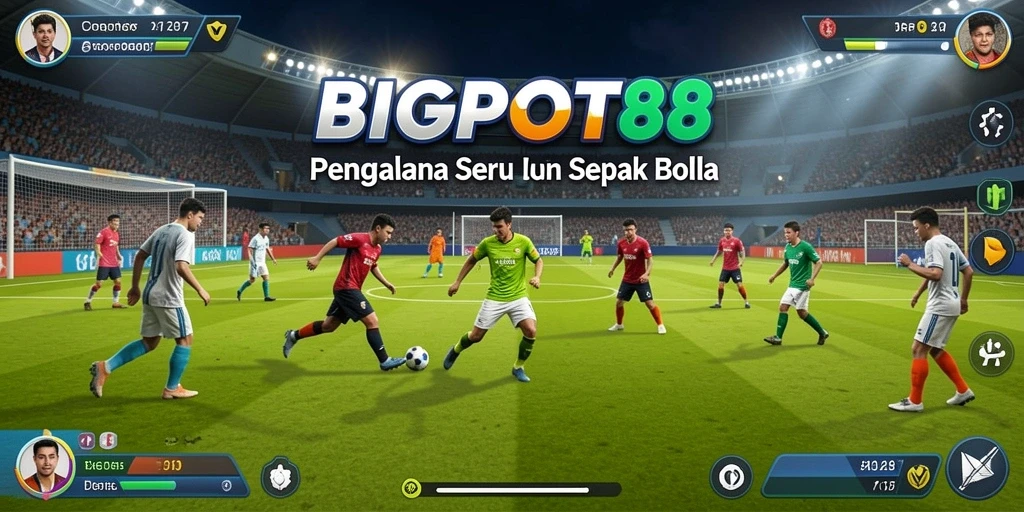 Tampilan gameplay menarik di BIGPOT88 dengan aksi sepak bola seru.