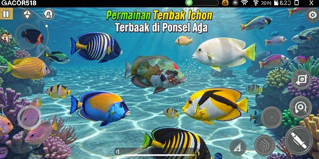 Tampilan gameplay seru Tembak Ikan GACOR518 yang menantang.