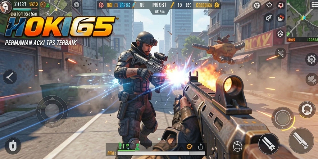 Screenshot HOKI65 menunjukkan aksi menegangkan dalam pertempuran TPS.