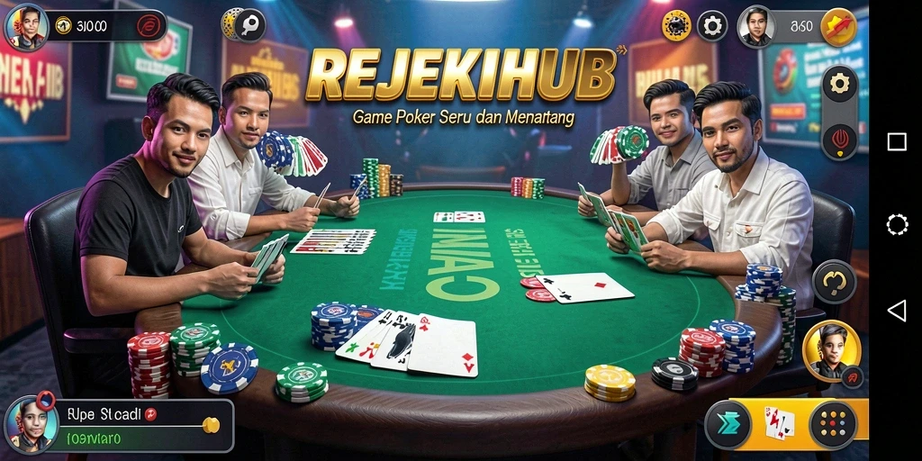 Tampilan menarik dari gameplay poker di REJEKIHUB.
